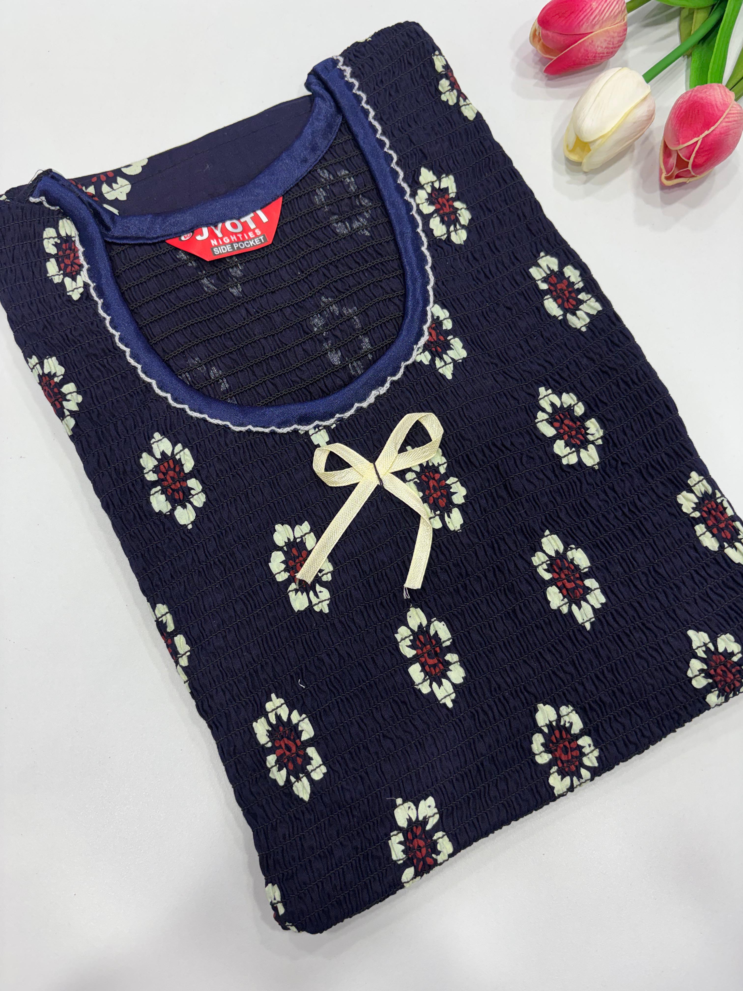 SS8762 Maxi Style Smocked Cotton Nighty