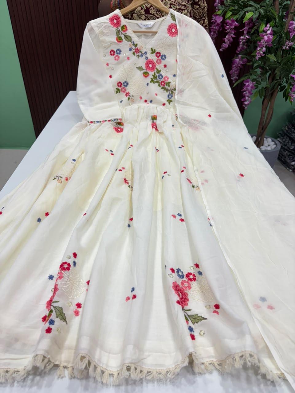 SS8833 Mul Cotton Anarkali with Dupatta Set