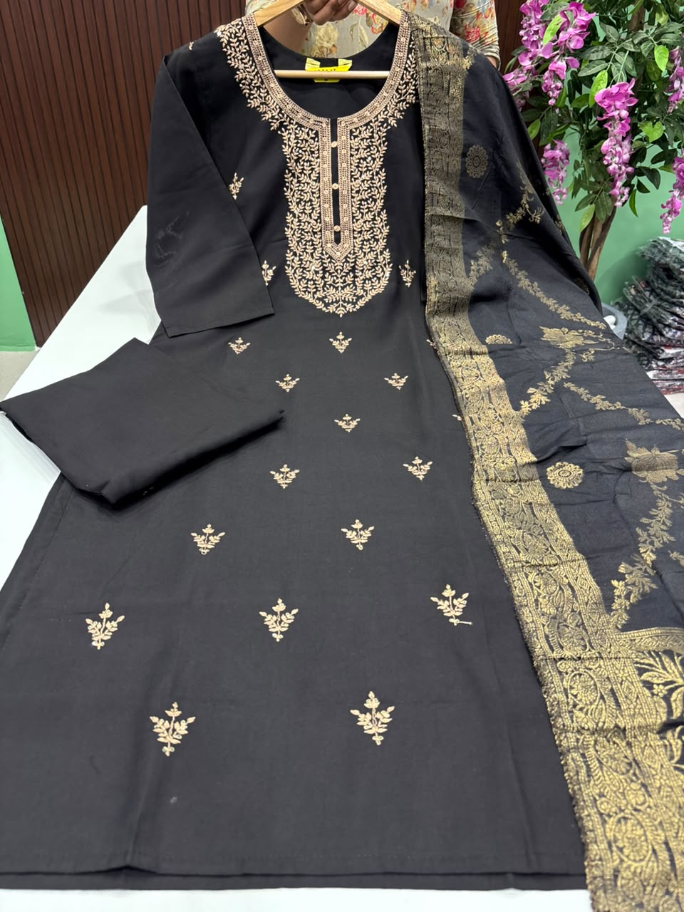 SS8857 Roman Silk Kurti With Pant & Dupatta Set