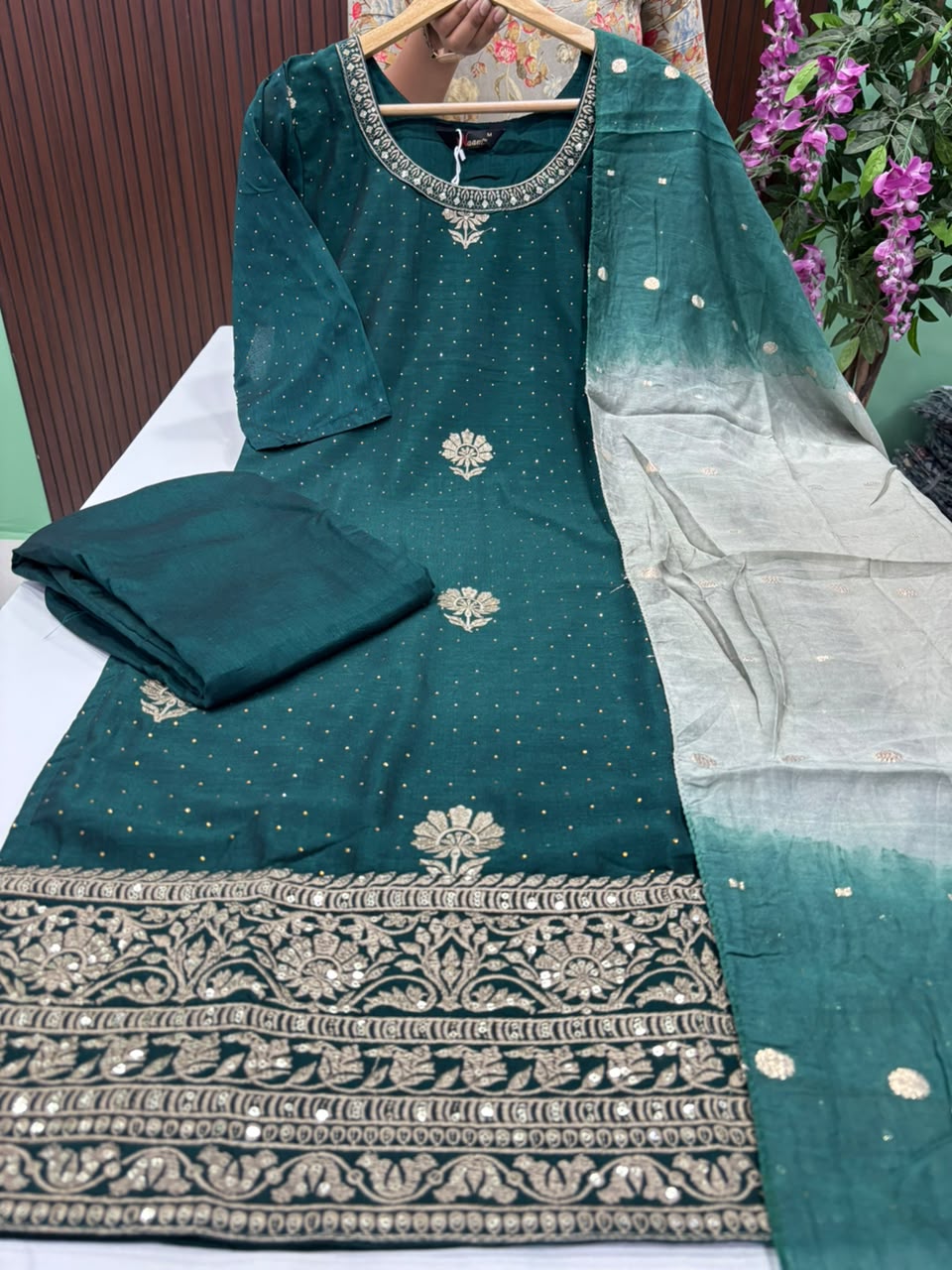 SS8862 Vichitra Silk Kurti With Pant & Dupatta Set
