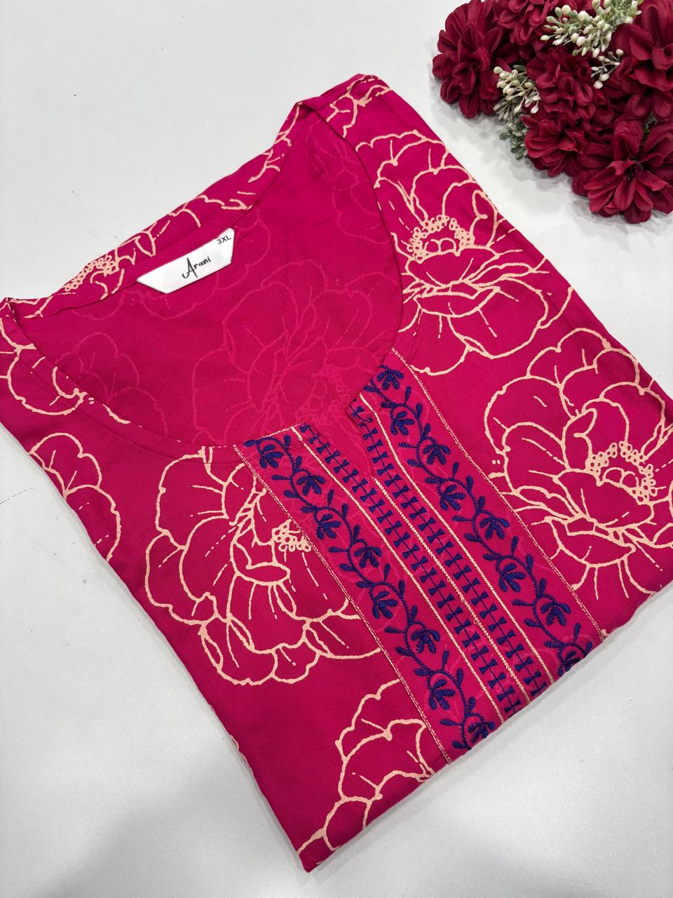 Embroidery Side Open Kurtis