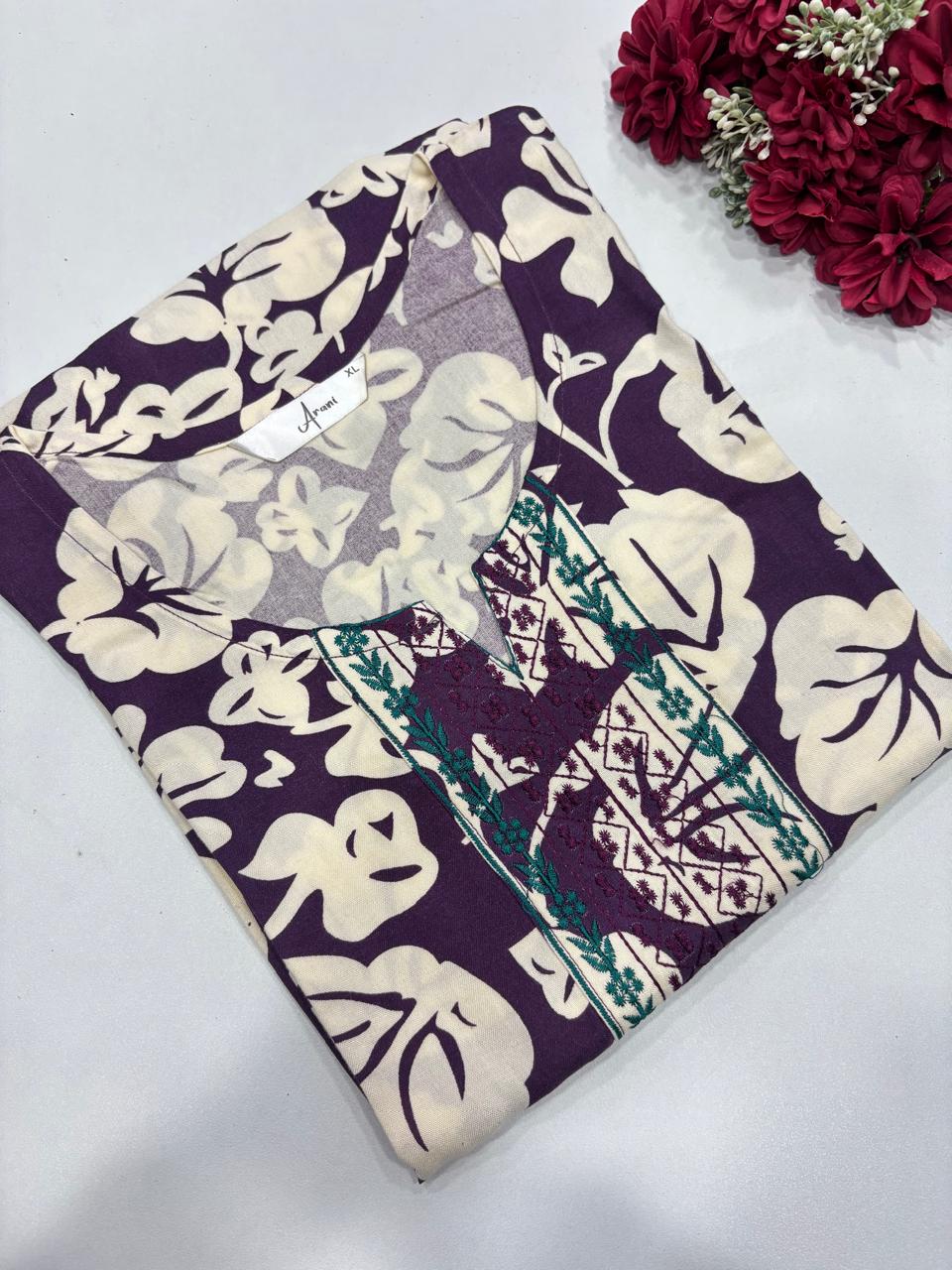 Embroidery Side Open Kurtis
