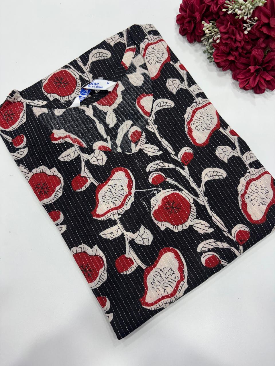 Kantha Cotton Side OpenKurtis