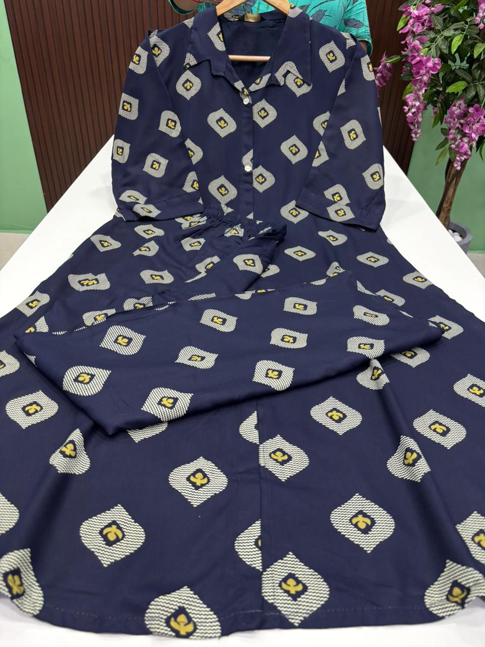 SS8942 Shirt Collar Rayon Co-ord Set
