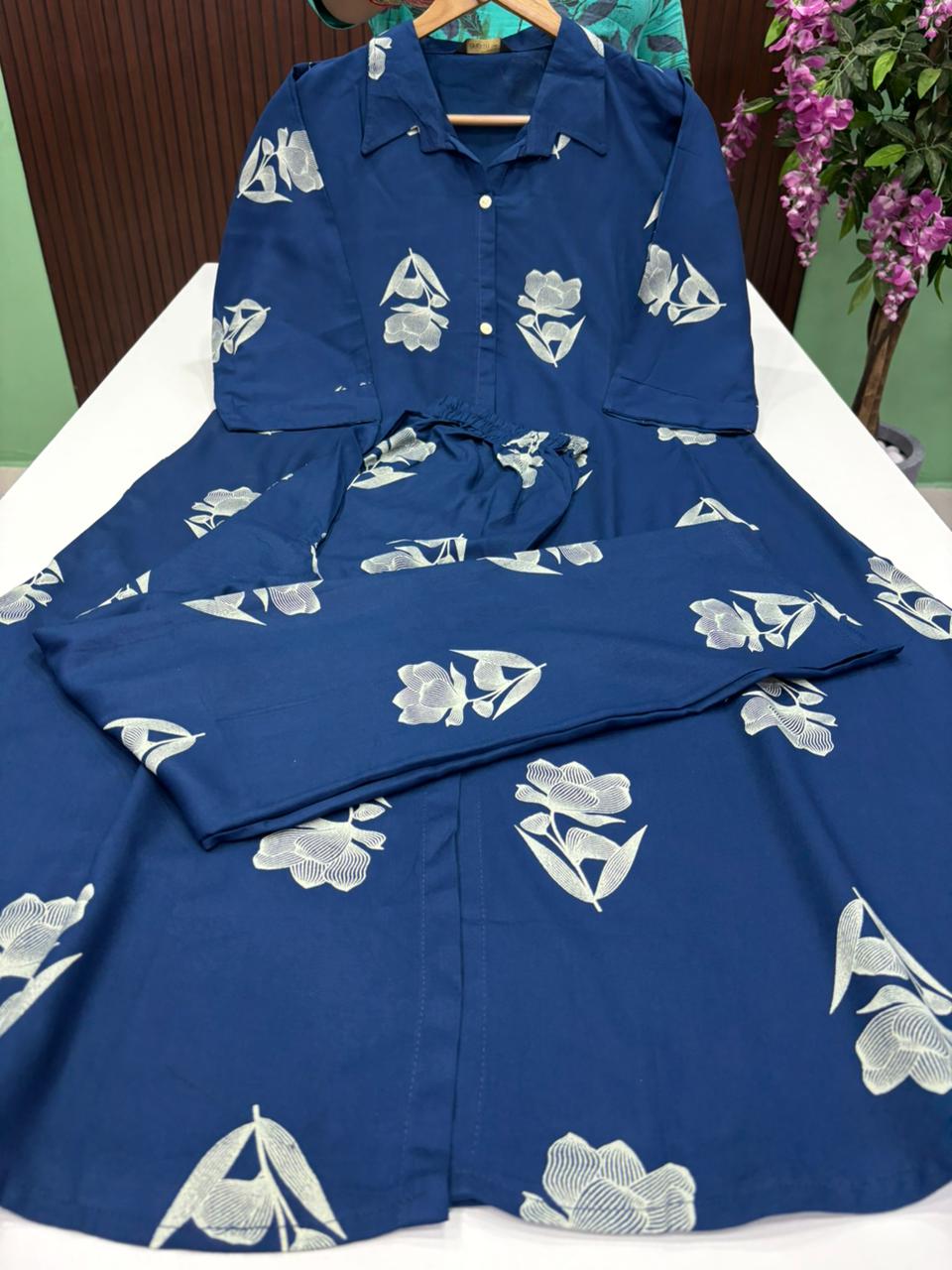 SS8932 Shirt Collar Rayon Co-ord Set