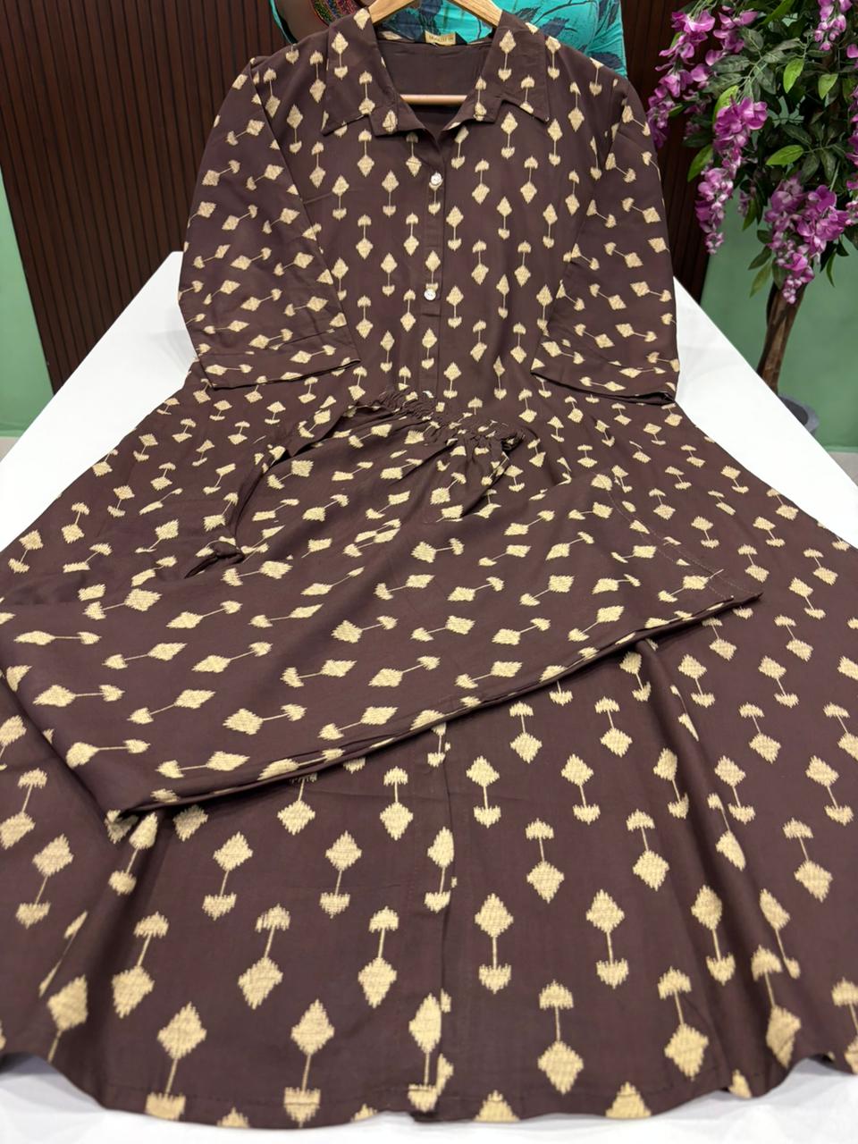 SS8933 Shirt Collar Rayon Co-ord Set