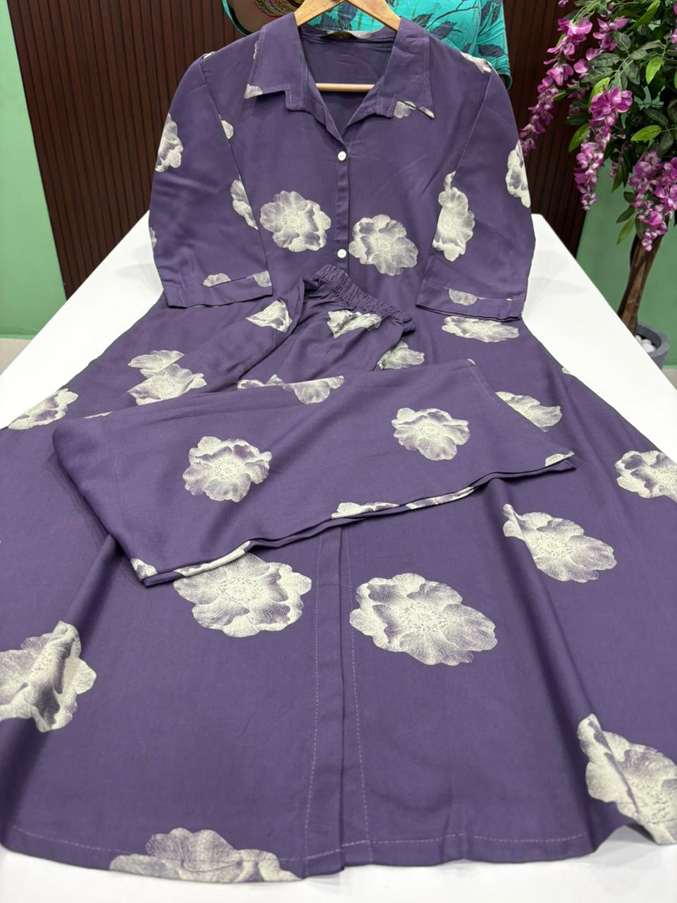 SS8934 Shirt Collar Rayon Co-ord Set