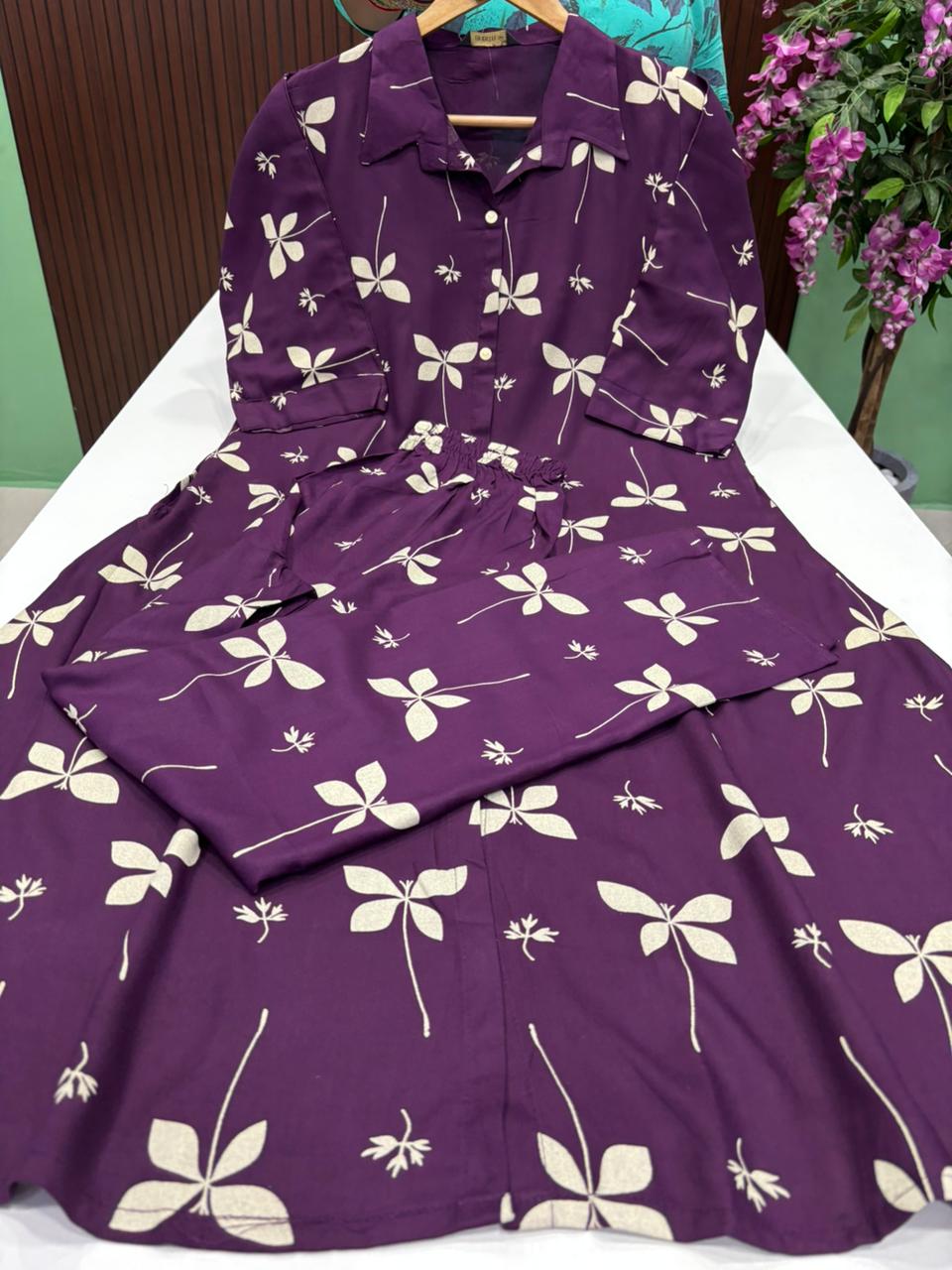 SS8939 Shirt Collar Rayon Co-ord Set