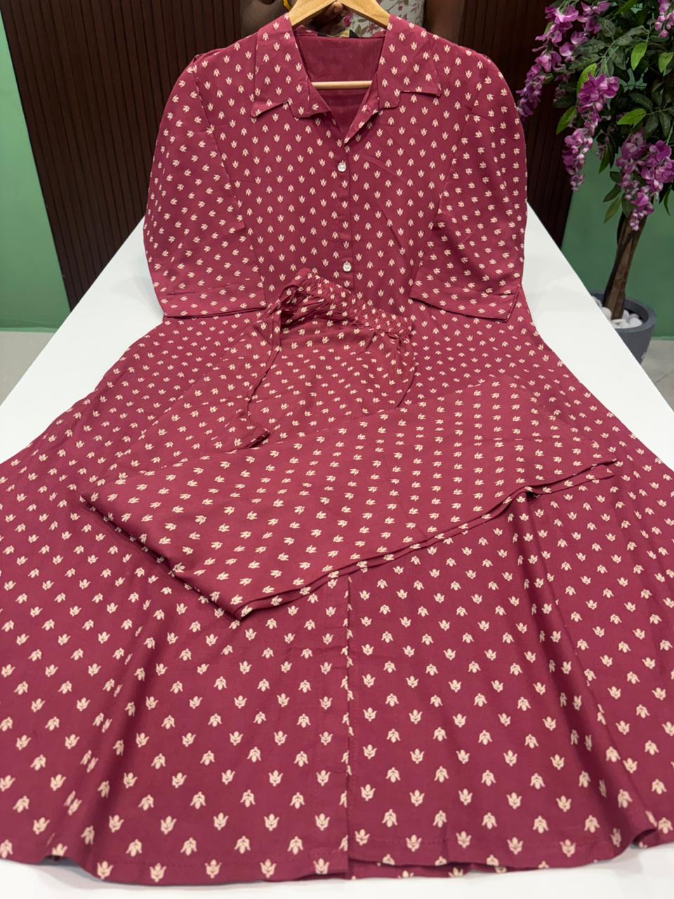 SS8937 Shirt Collar Rayon Co-ord Set