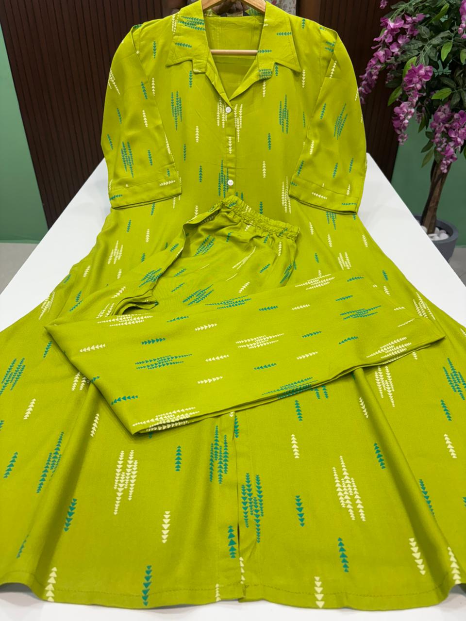 SS8935 Shirt Collar Rayon Co-ord Set