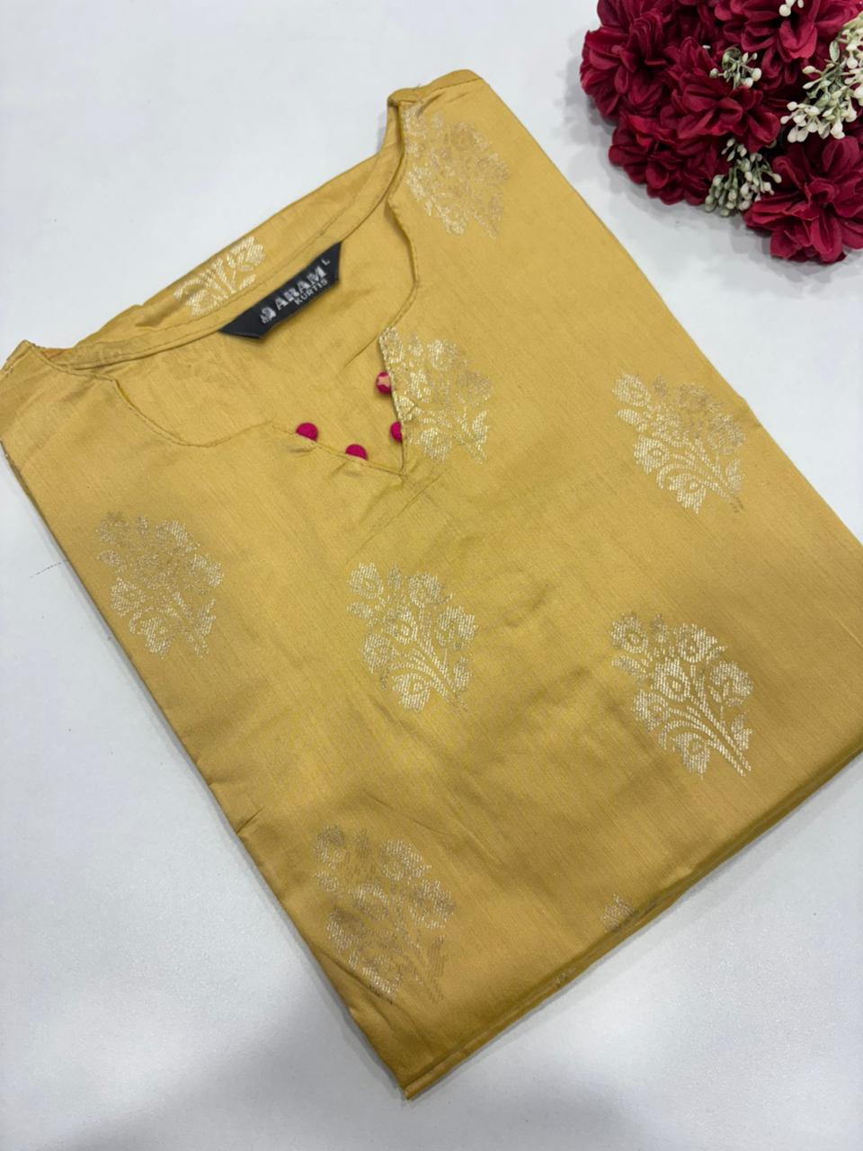 SS8954 Silk Printed Side Open Kurti