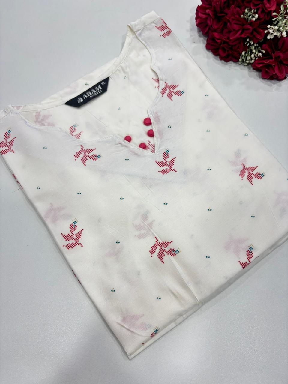 SS8956 Silk Printed Side Open Kurti