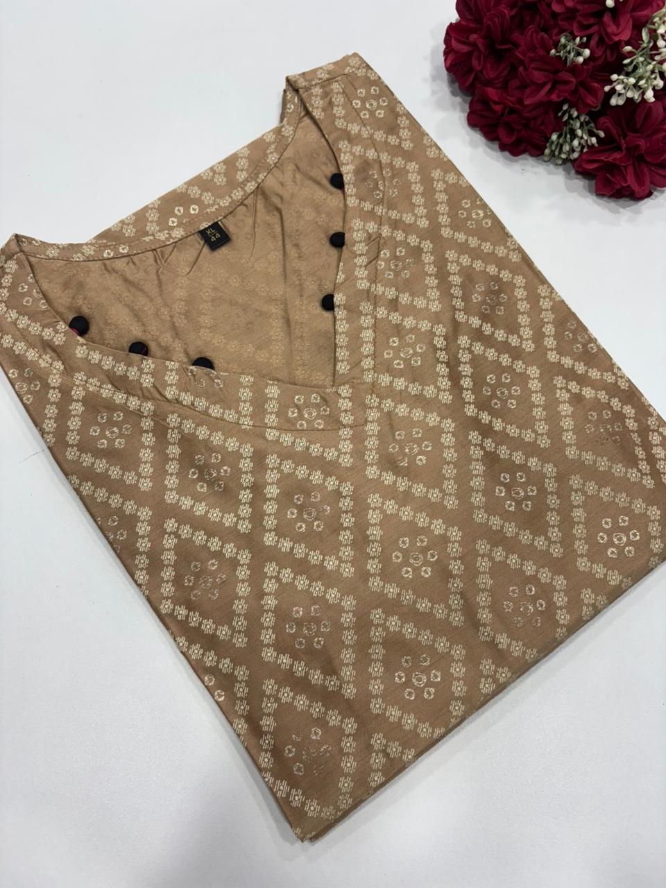 SS8959 Silk Printed Side Open Kurti