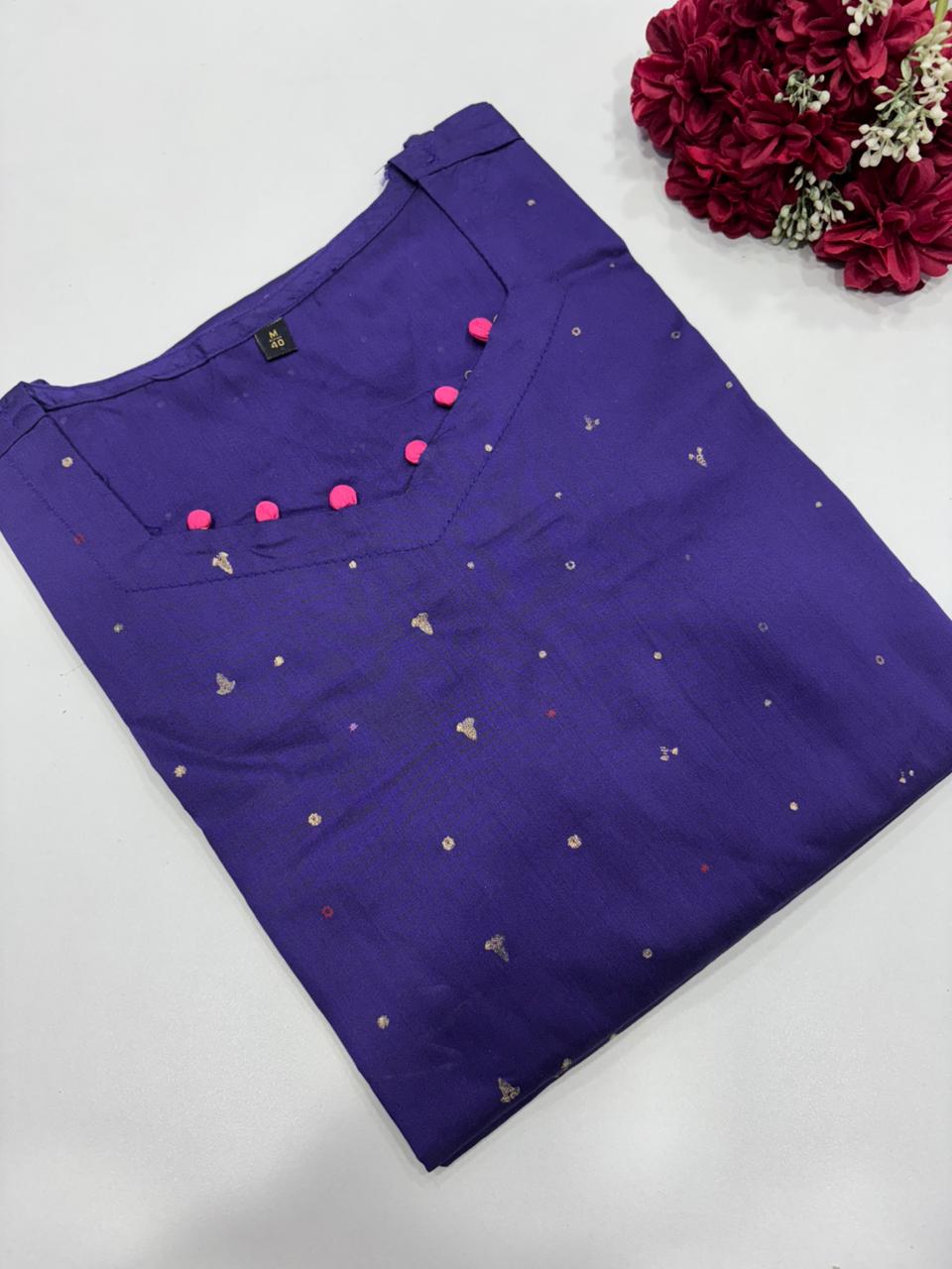 SS8965 Silk Printed Side Open Kurti