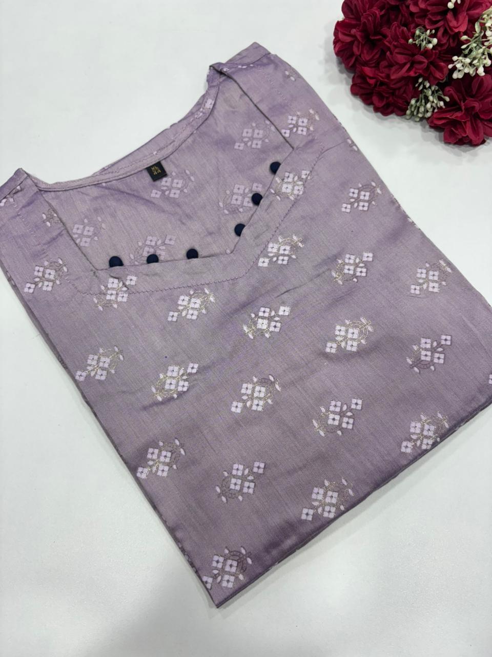 SS8967 Silk Printed Side Open Kurti