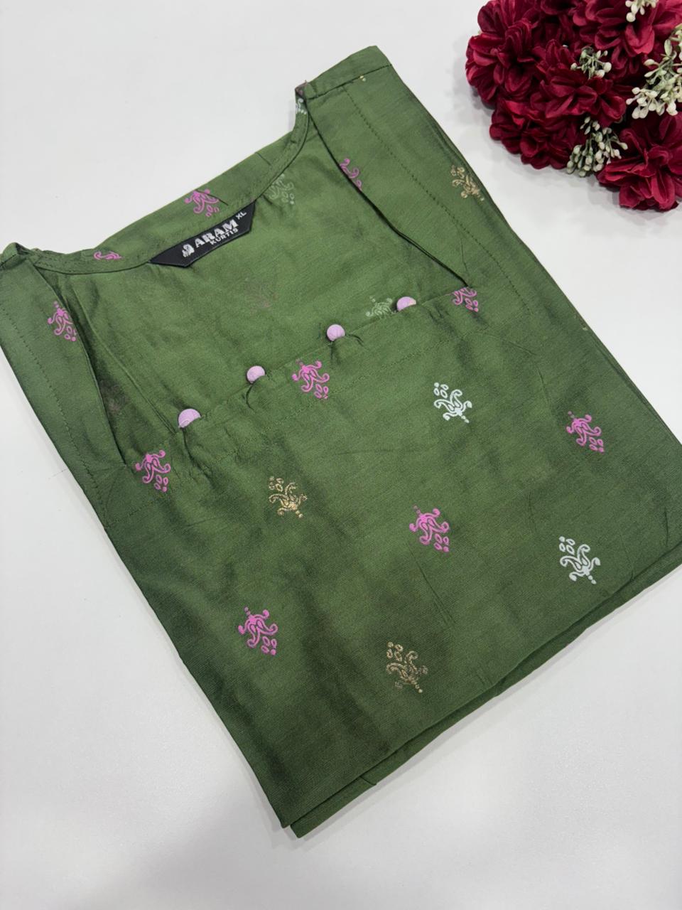 SS8970 Silk Printed Side Open Kurti