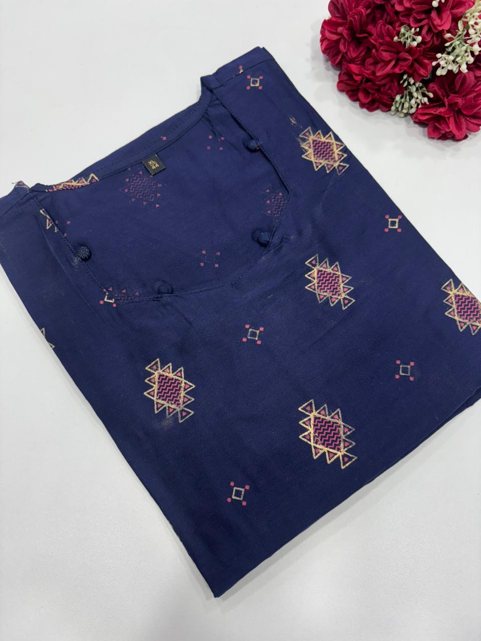 SS8971 Silk Printed Side Open Kurti