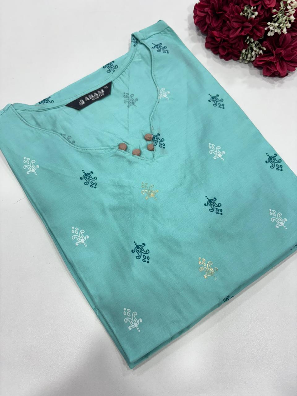SS8973 Silk Printed Side Open Kurti