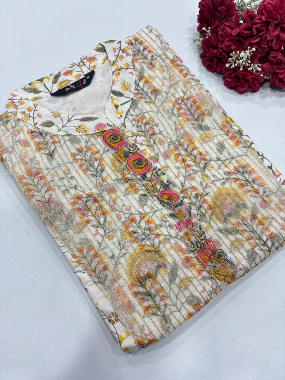 SS9007 Elegant Office Wear Chanderi Kurti