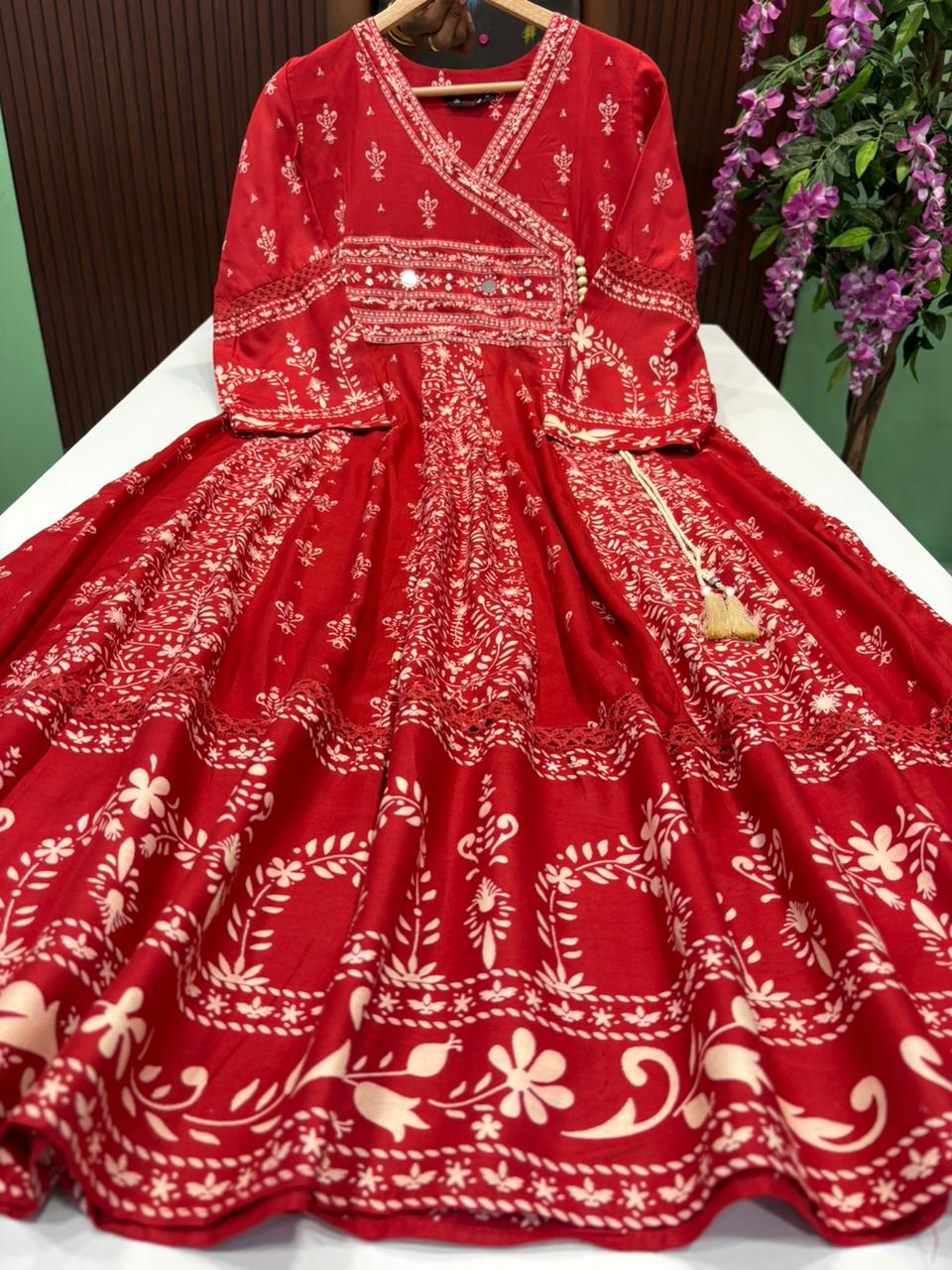 SS9071 Angrakha Style Flared Flared Anarkali