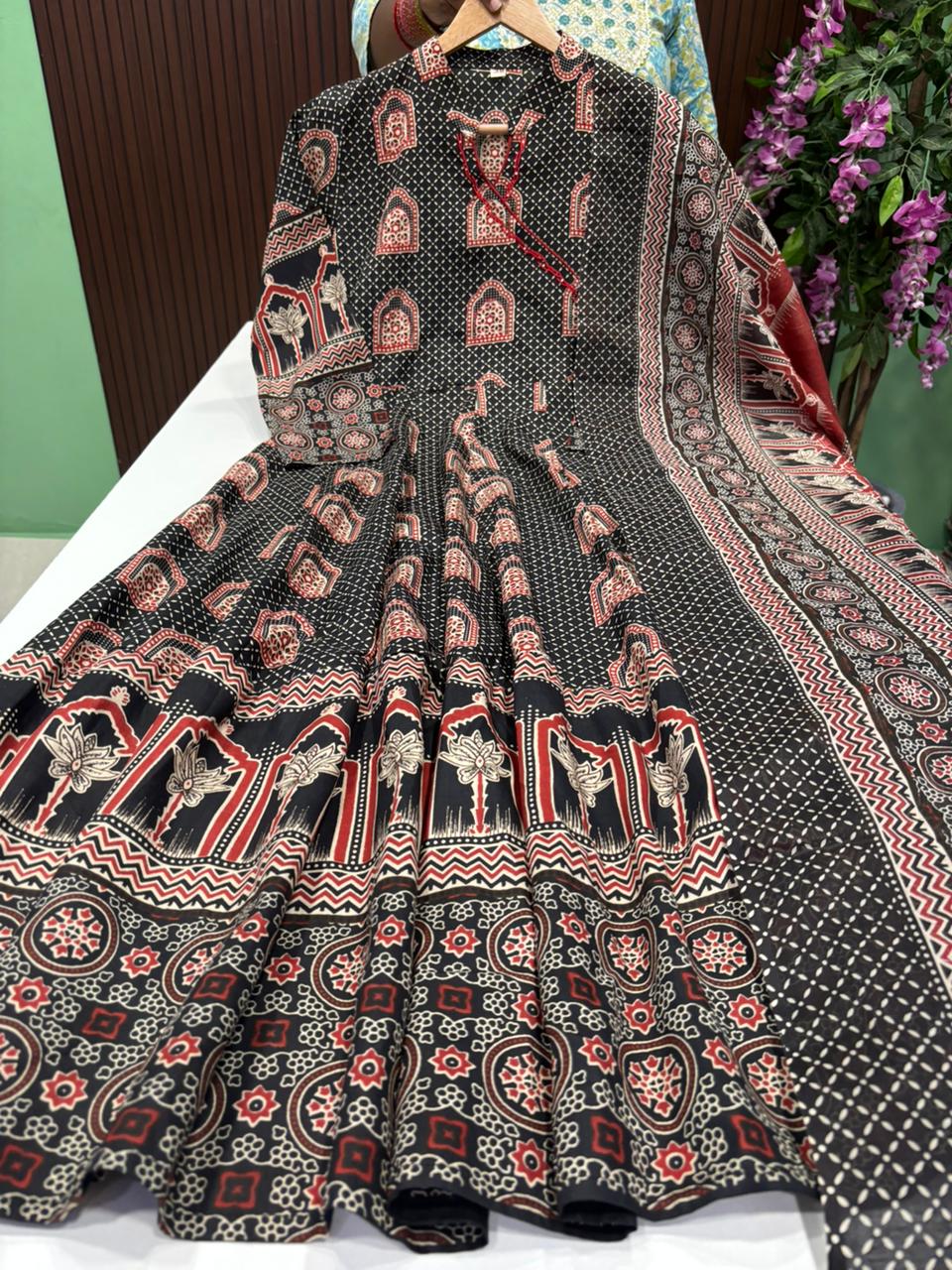 SS9118 Angrakha Style Anarkali with Dupatta Set