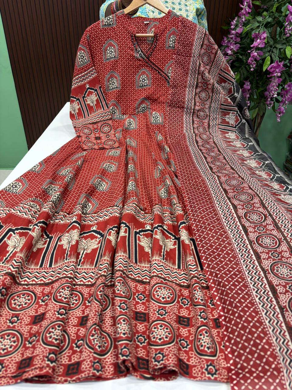 SS9117 Angrakha Style Anarkali with Dupatta Set
