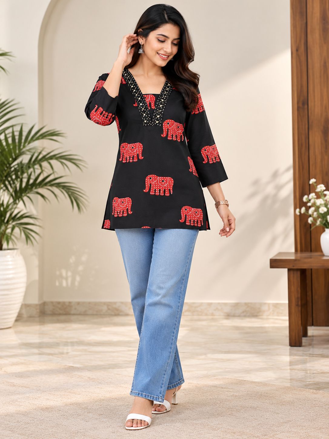 SS9128 Trendy Ethnic Short Kurti