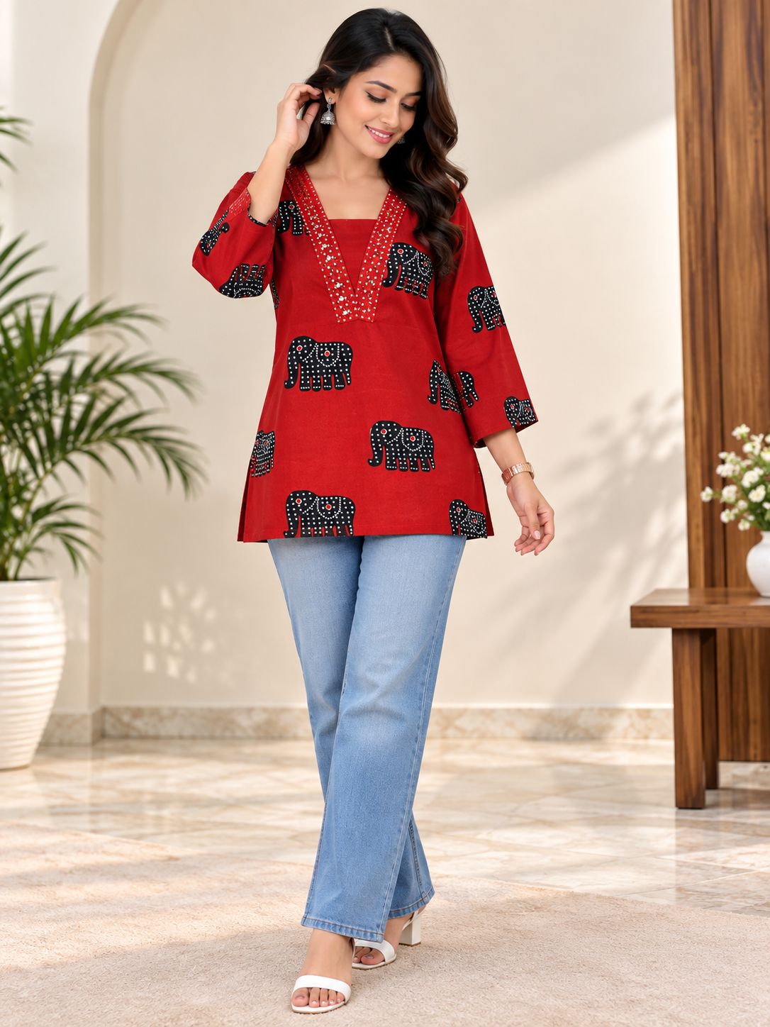 SS9129 Trendy Ethnic Short Kurti