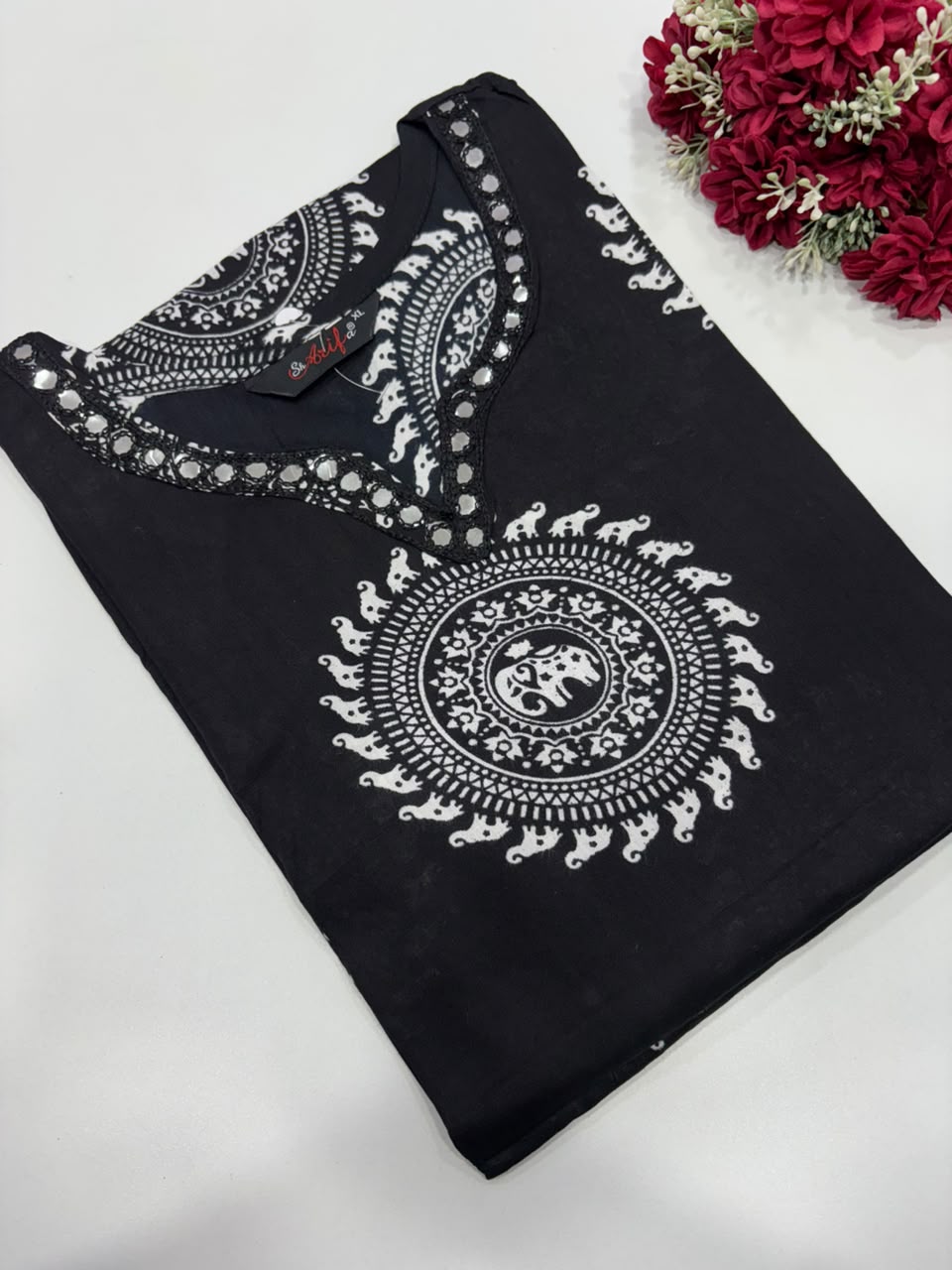 SS9220  Elegant Office Wear Kurti - BLACK