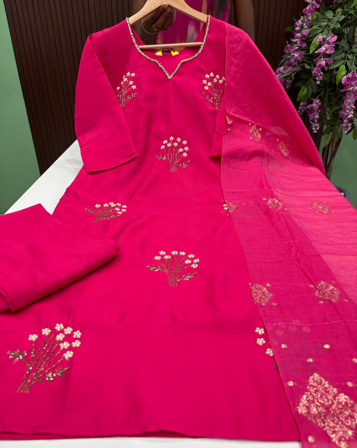 SS9192 Roman Silk Kurti With Pant & Dupatta Set