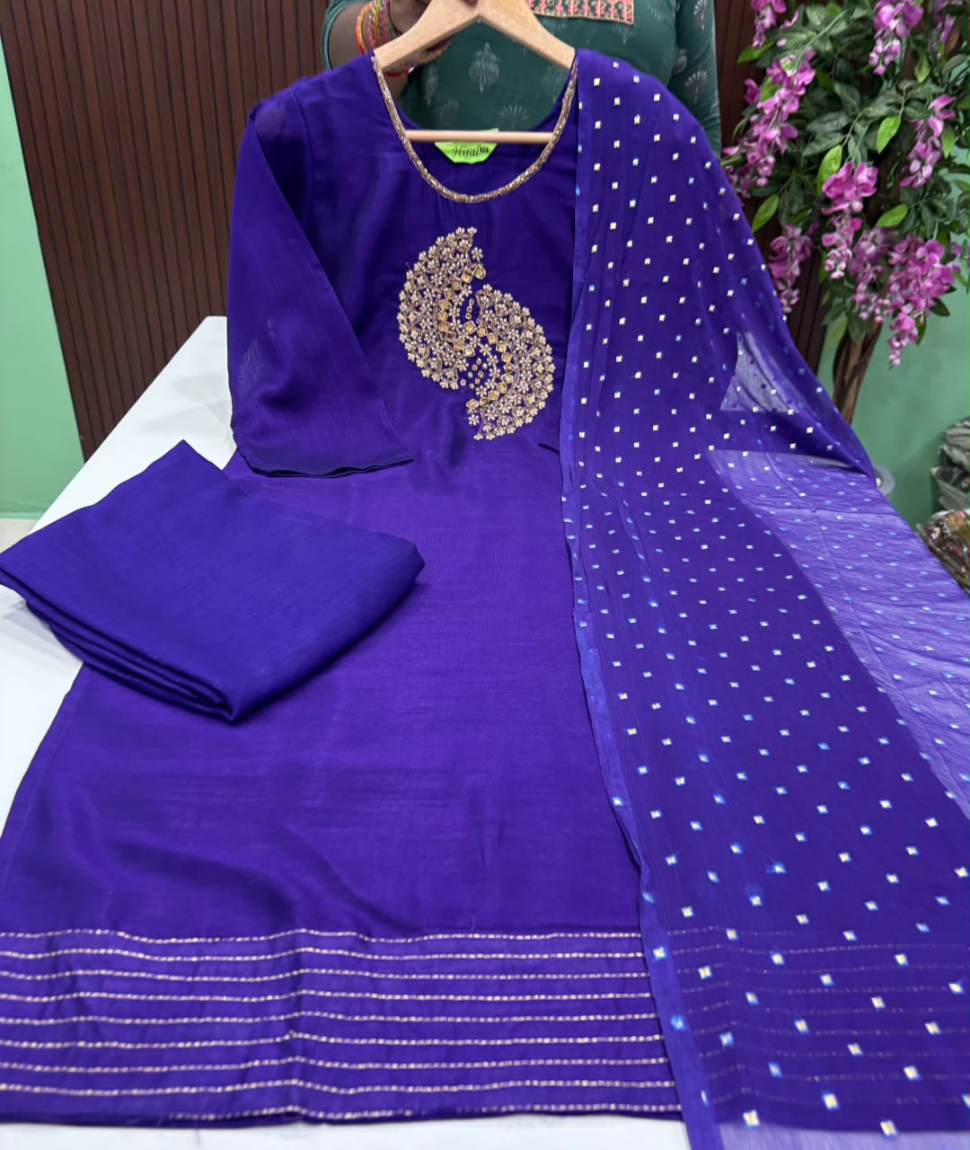 SS9290 Vichitra Silk Kurti With Pant & Dupatta Set