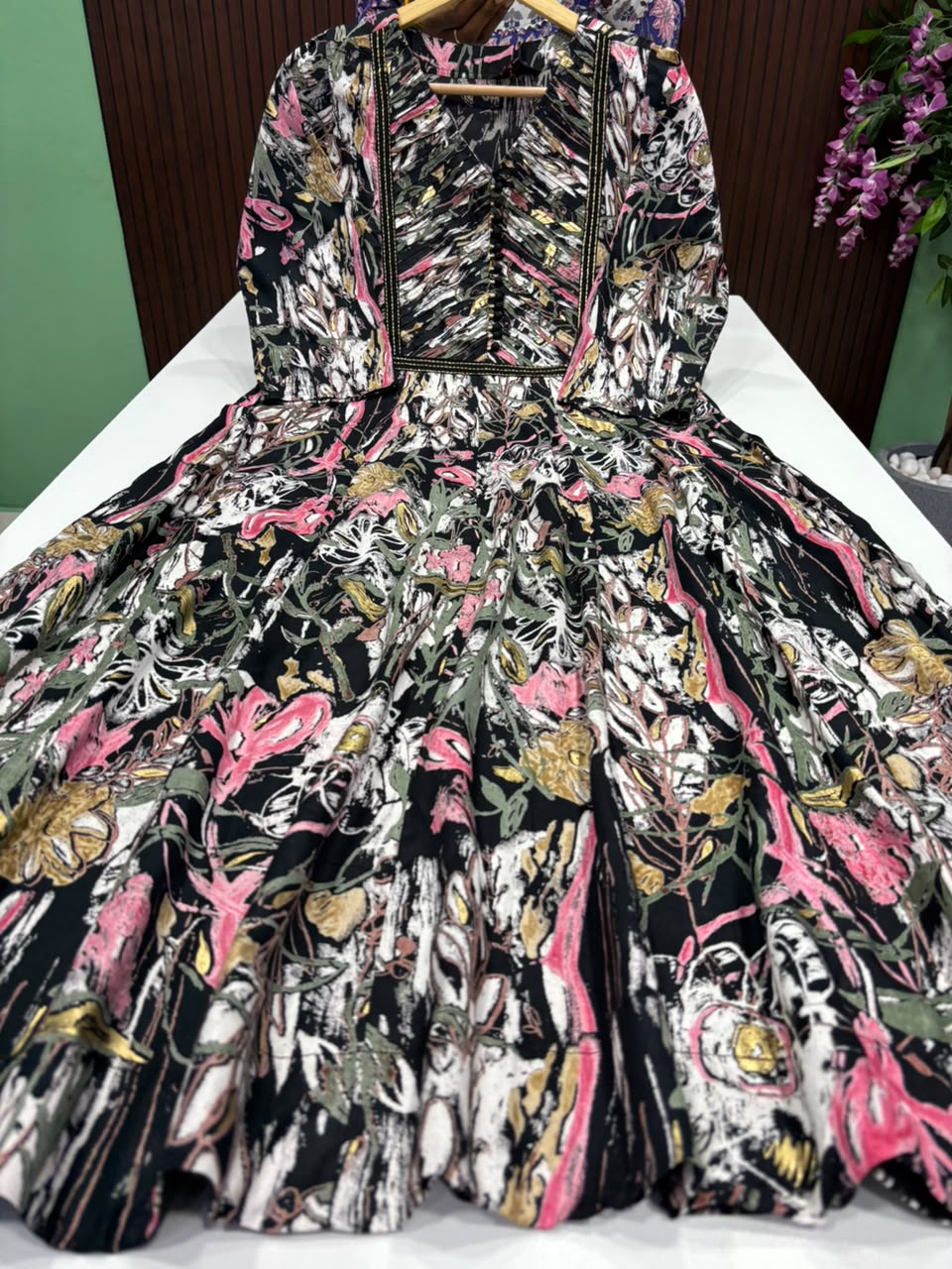 SS9328 Elegant Floral Printed Rayon Maxi