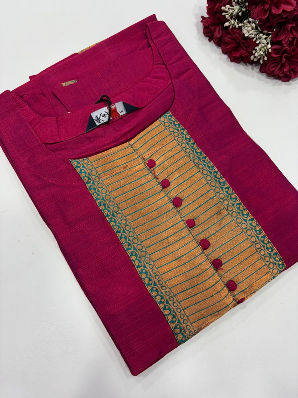 SS9369 Semi Raw Silk Kurti