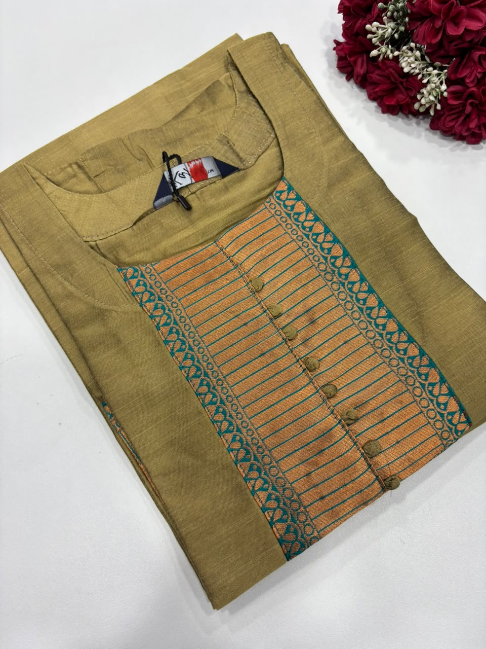 SS9376 Semi Raw Silk Kurti