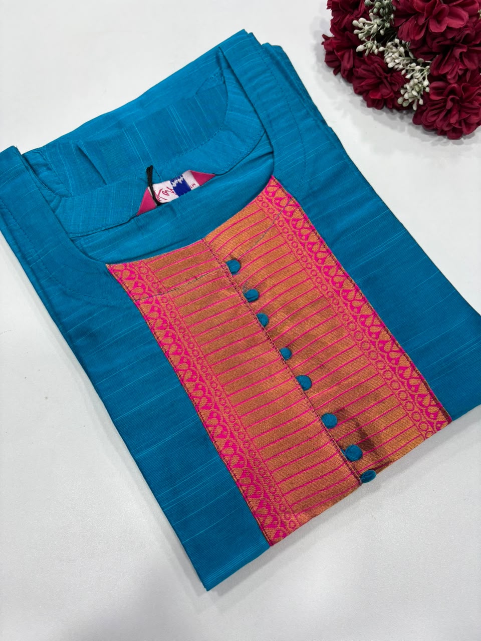 SS9377 Semi Raw Silk Kurti