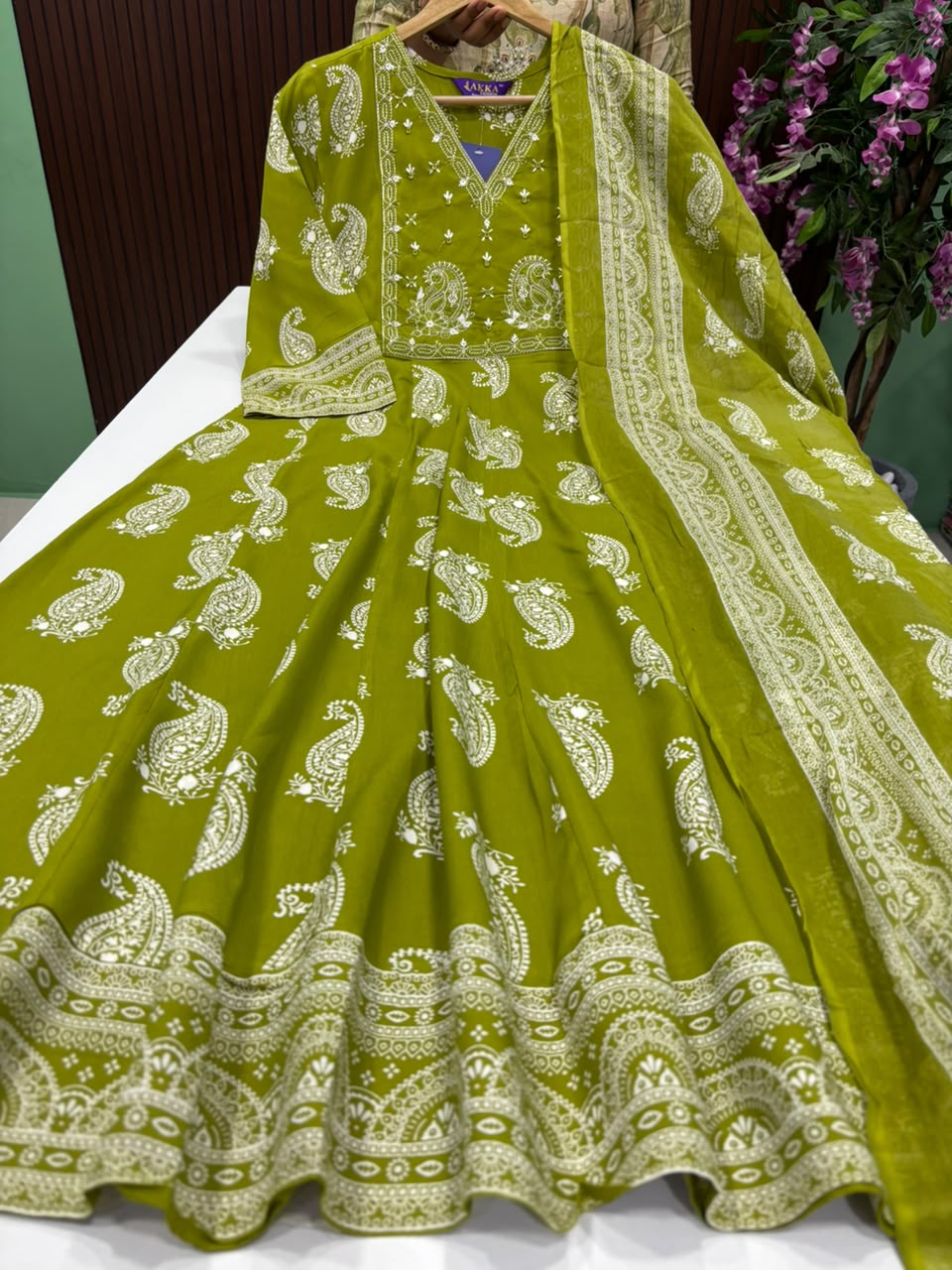 SS9394 Full Length Rayon Anarkali with Dupatta Set