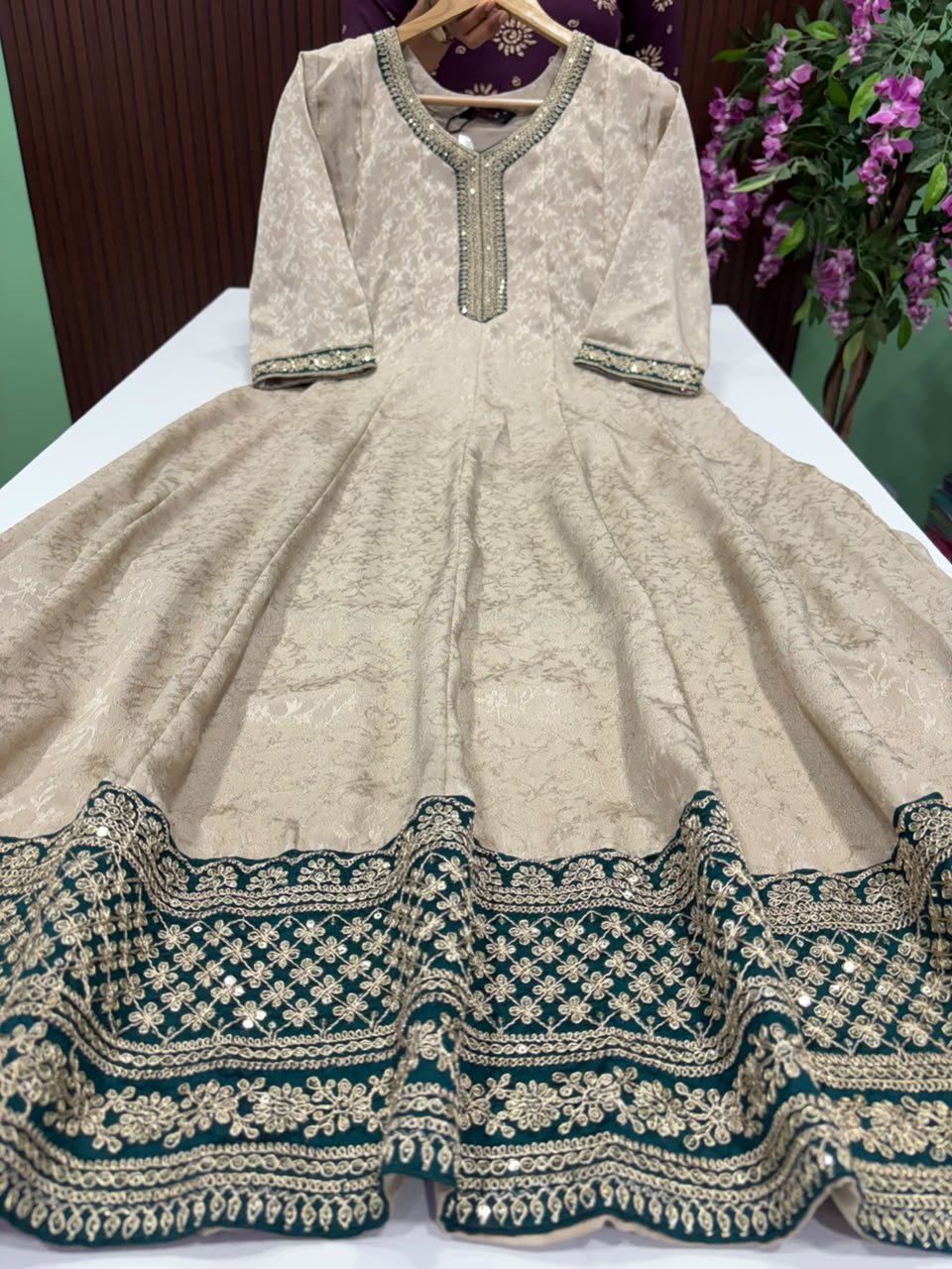 SS9406 Elegant Chinon Anarkali - GREEN