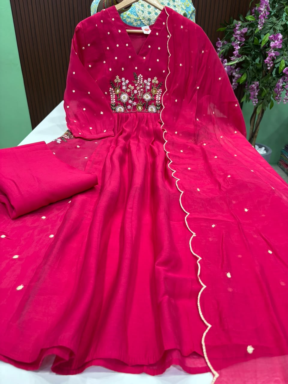 SS9426 Premium Mul Chanderi A line Anarkali Suit