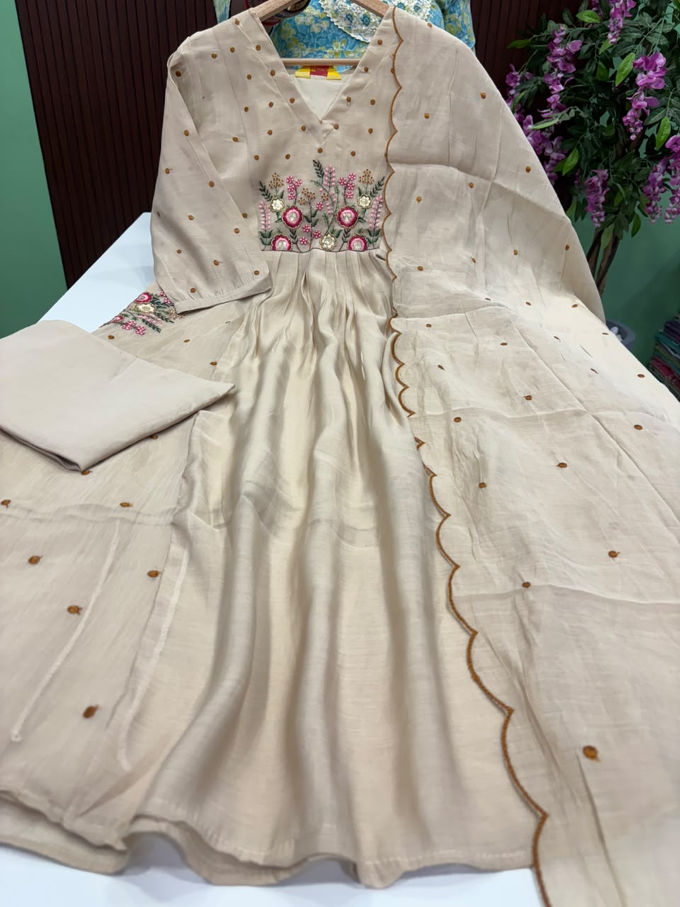 SS9425 Premium Mul Chanderi A line Anarkali Suit