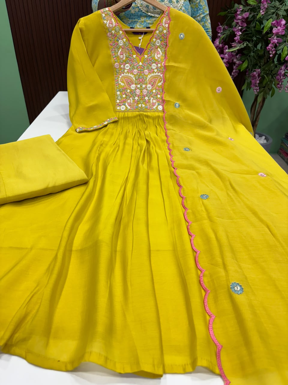 SS9428 Premium Mul Chanderi A line Anarkali Suit