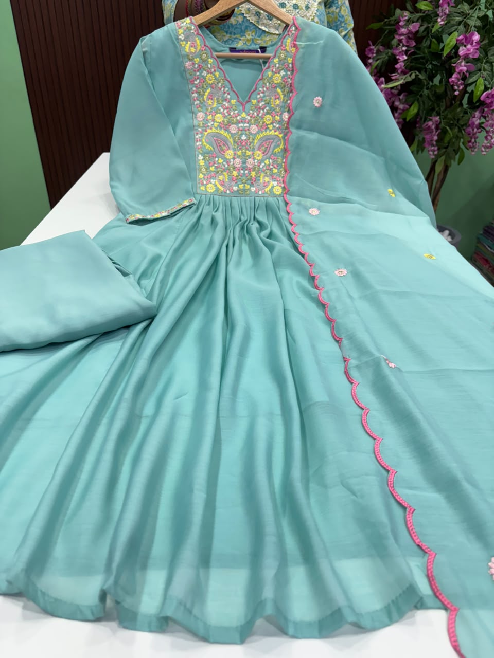 SS9427 Premium Mul Chanderi A line Anarkali Suit