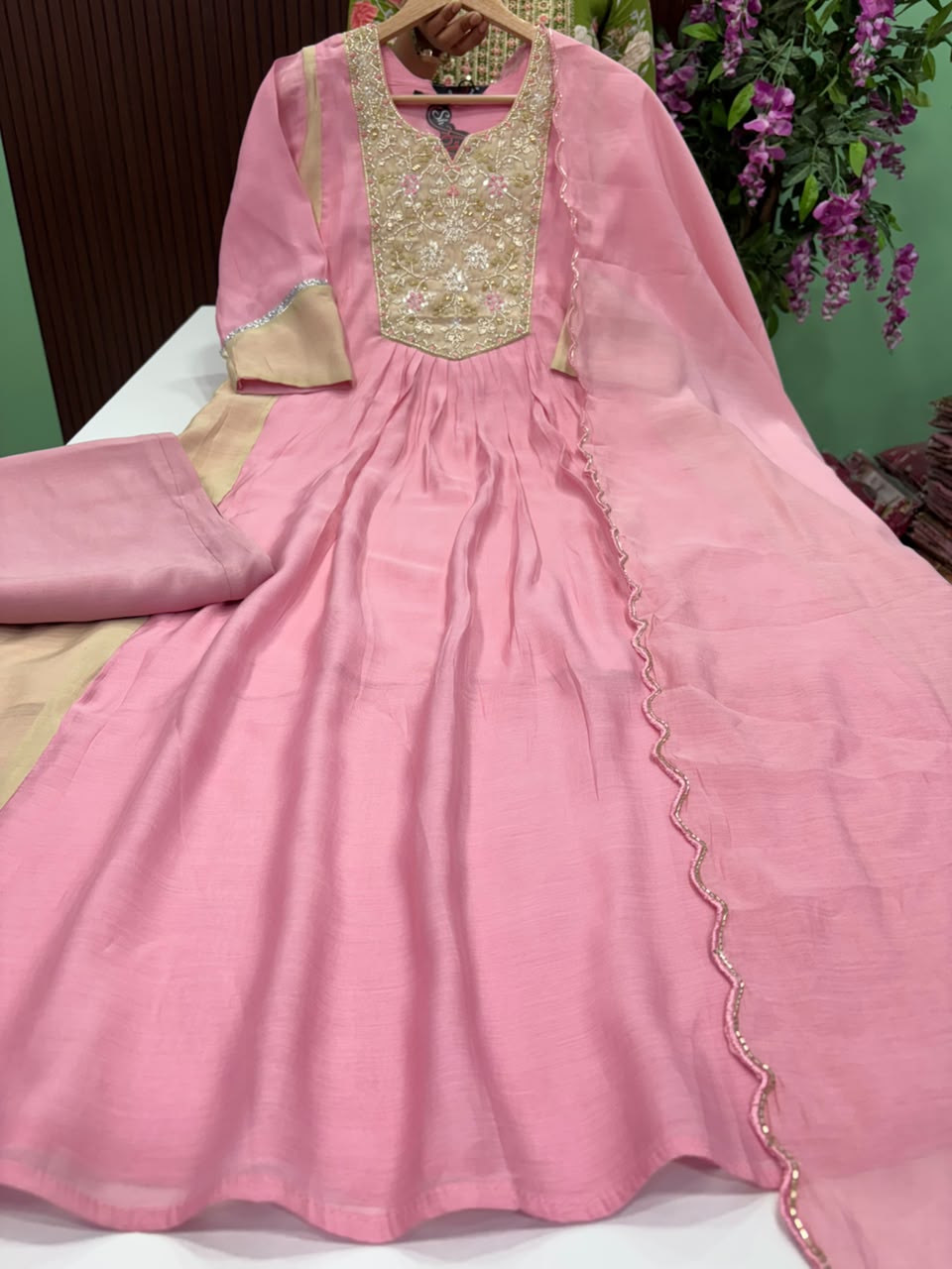 SS9451 Premium Mul Chanderi A line Anarkali Suit