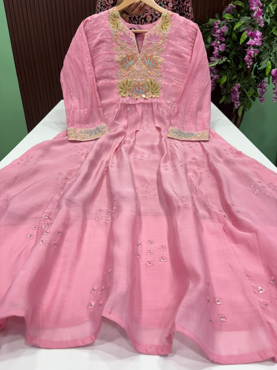 SS9489 Mul Chanderi A Line Anarkali