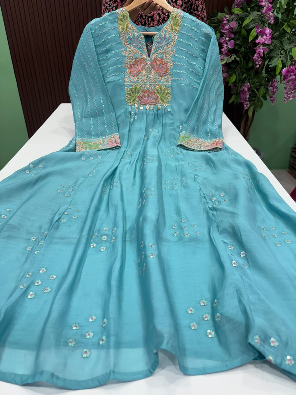 SS9487 Mul Chanderi A Line Anarkali