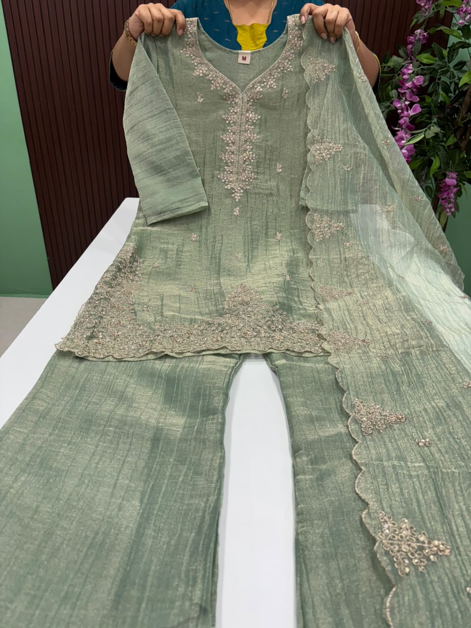 SS6915 Premium Crushed Tissue Sharara Suit