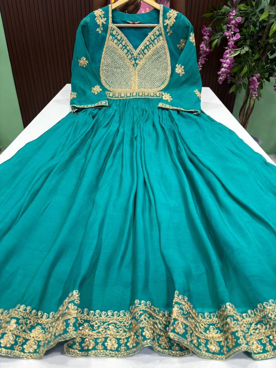 SS9638 Ethnic Mul Chanderi Anarkali Gown