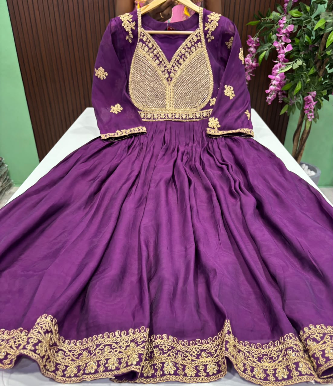 SS9639 Ethnic Mul Chanderi Anarkali Gown