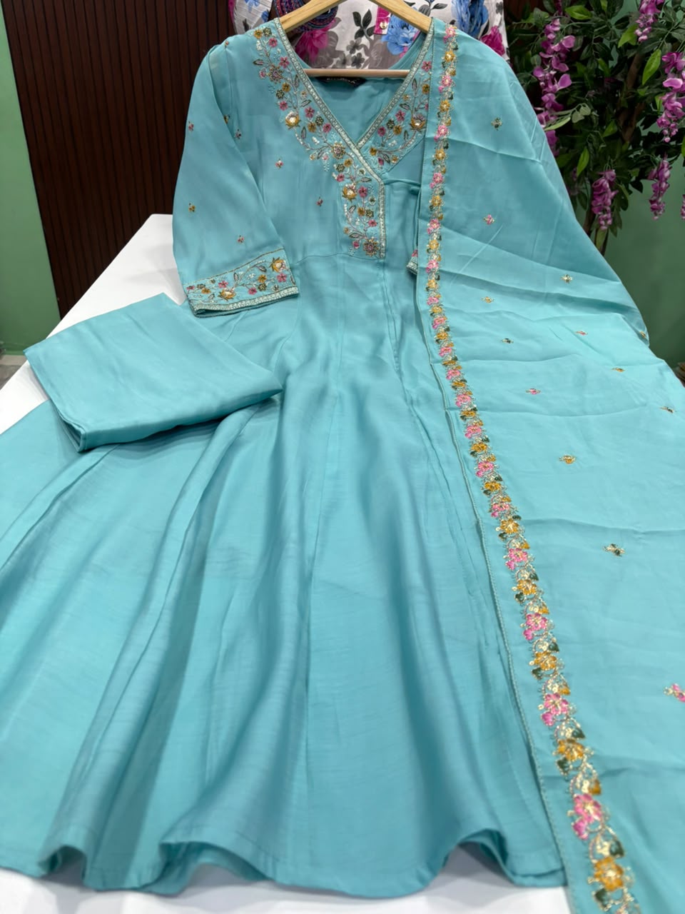 SS9634 Premium Mul Chanderi Angrakha Style Anarkali Suit