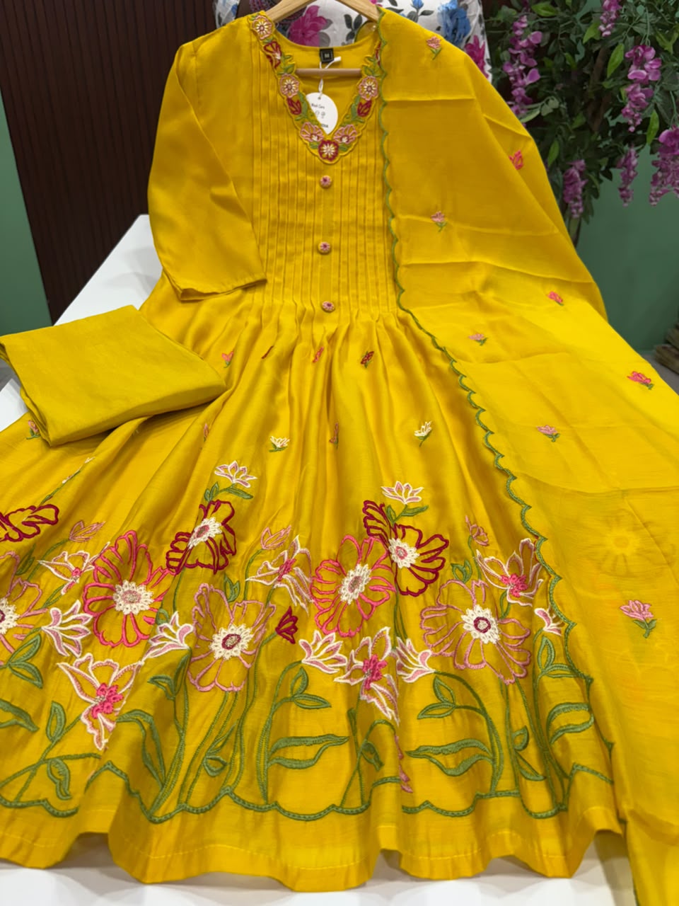 SS9635 Premium Mul Chanderi A line Anarkali Suit