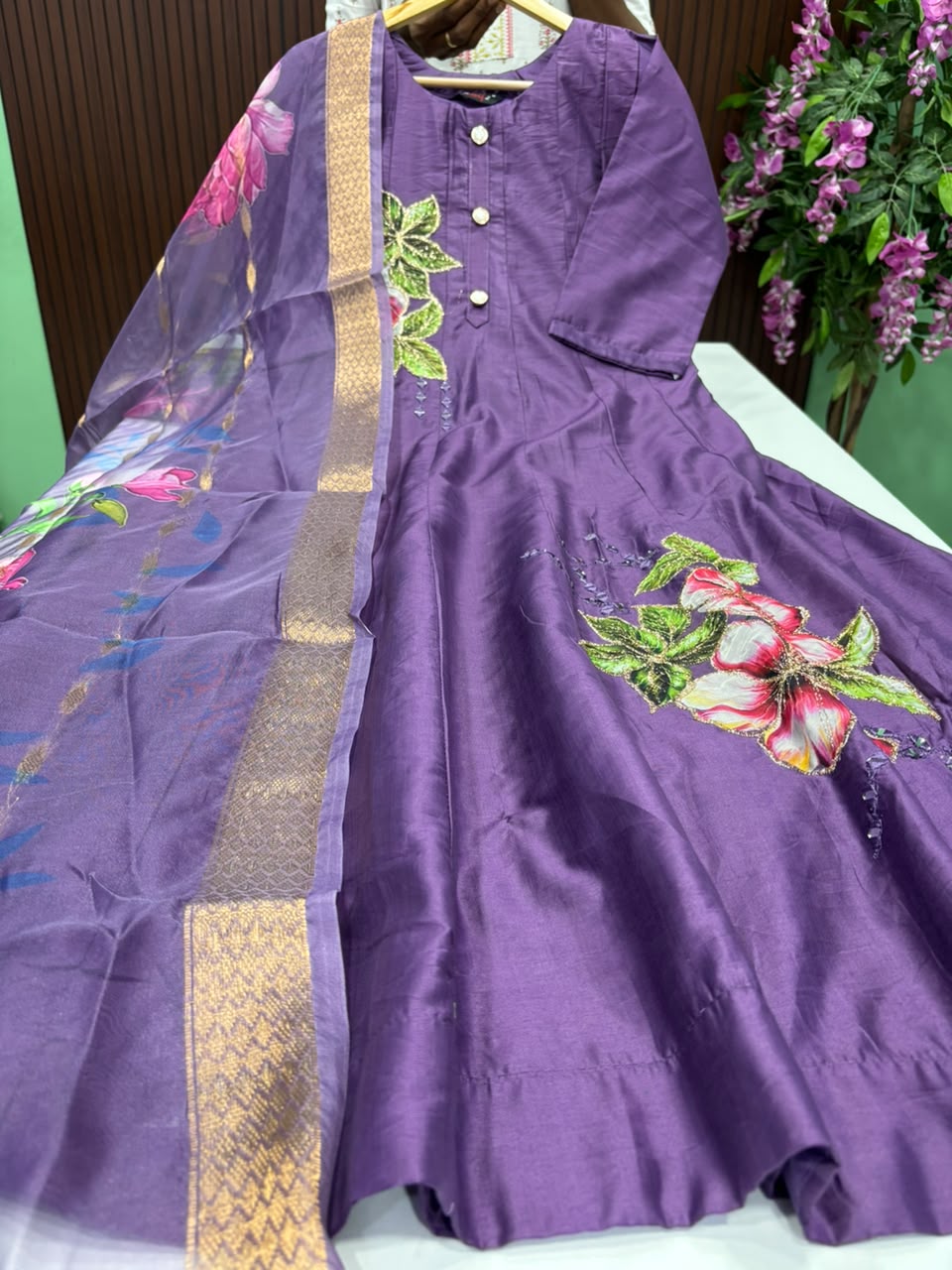 SS9660 Roman Silk Anarkali with Dupatta Set